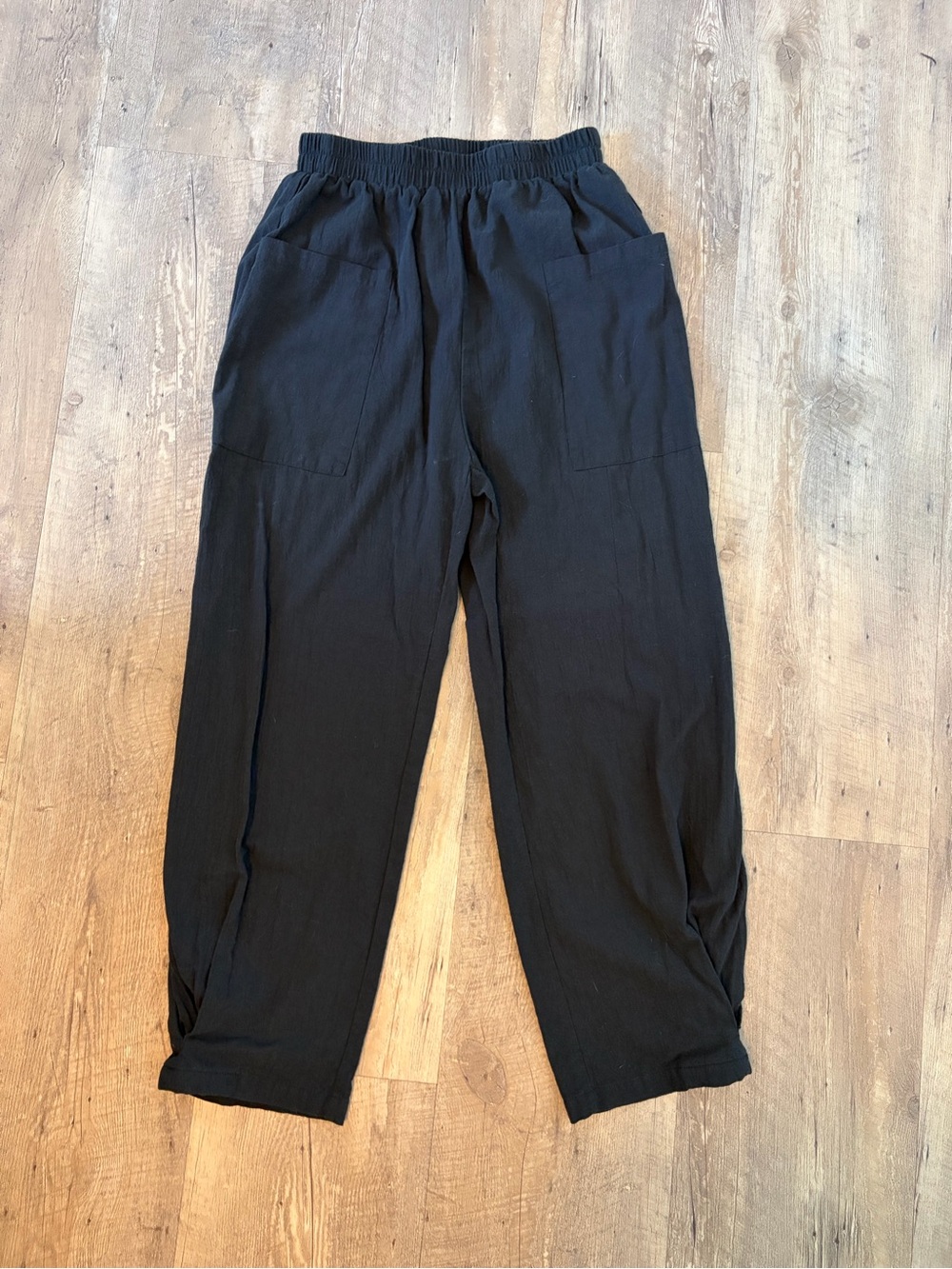CUPSHE Black 100% Cotton Wide Leg Pull-On Pants Size Medium